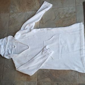 White Long Sleeve hooded cover up